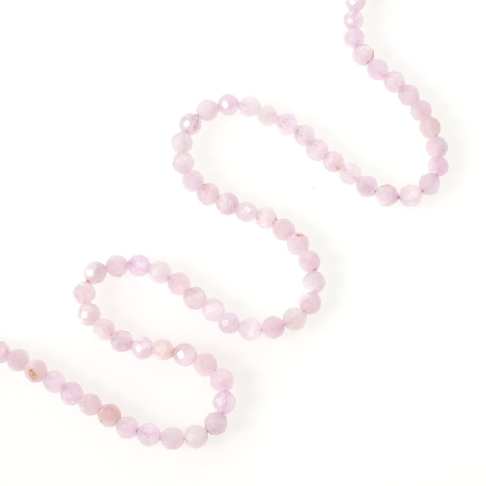 Fil de perles en pierre naturelle ronde facettée 3,7mm Kunzite