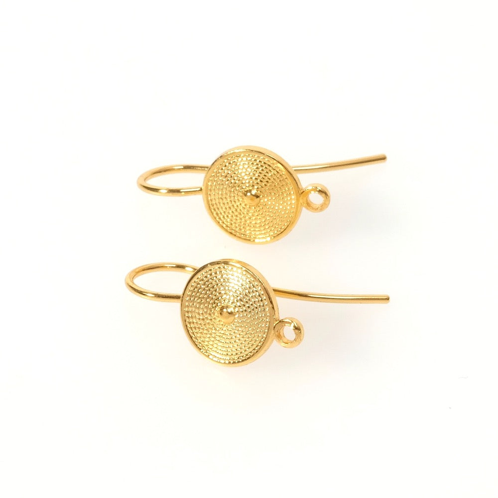 Boucles d&#39;oreilles crochets ethniques en laiton doré à l&#39;or fin 24K Premium, la paire