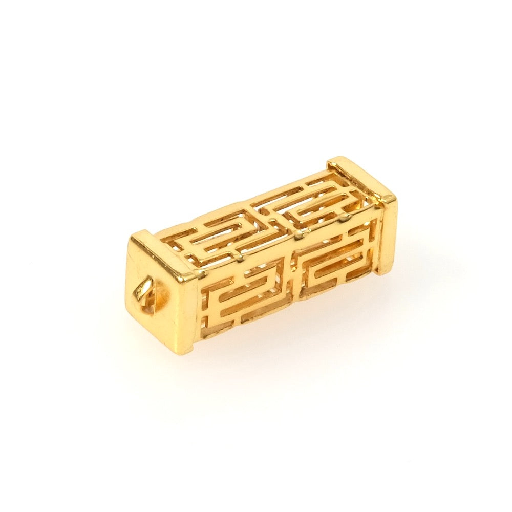 Pendentif connecteur graphique rectangle en laiton doré à l&#39;or fin 24K Premium