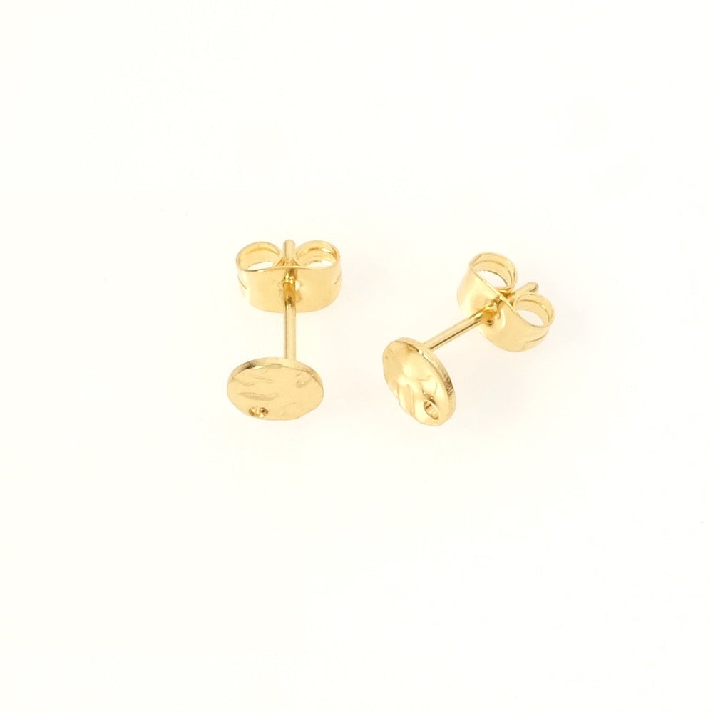 4 boucles d&#39;oreilles clous rond 6mm en acier inoxydable 304 Doré