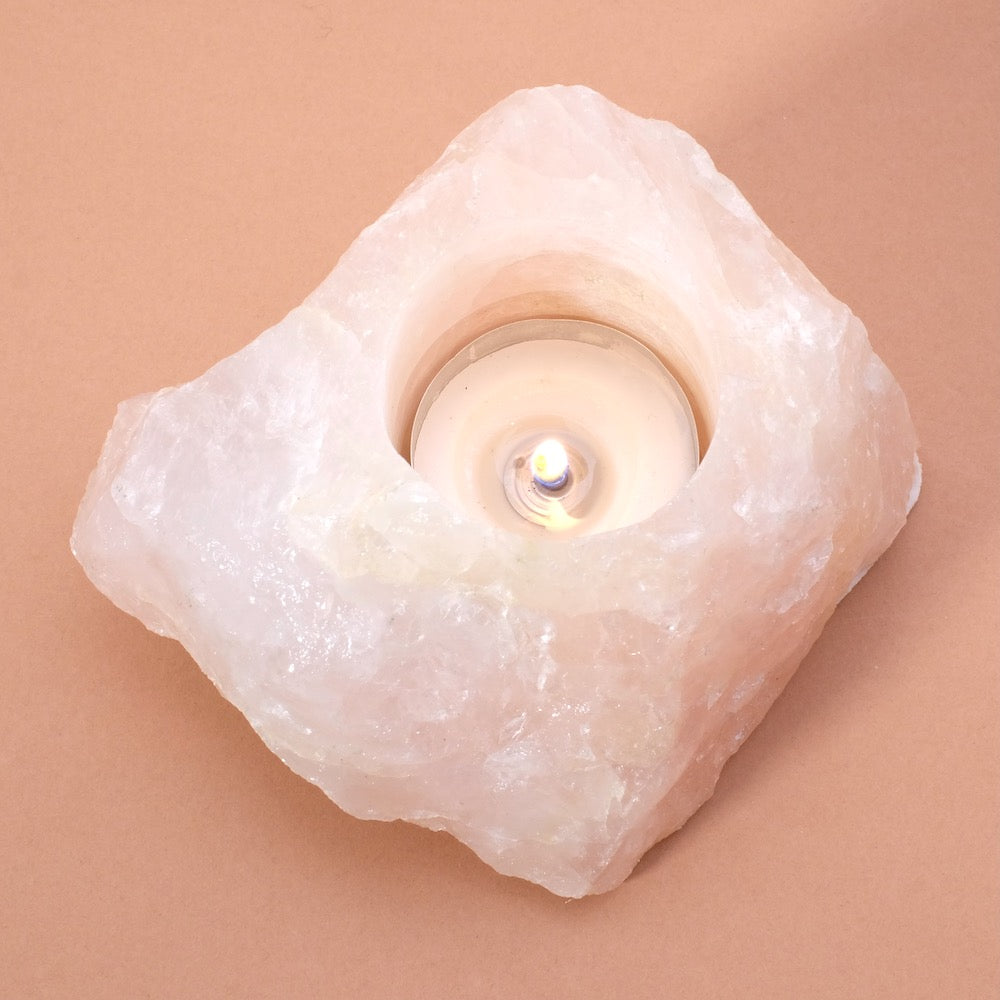 Bougeoir en Quartz rose - Pure Minéral