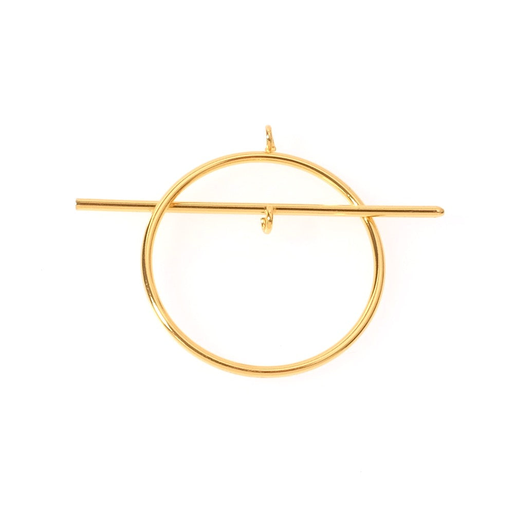 Pendentif Graphique cercle en laiton doré à l'or fin 24K Premium