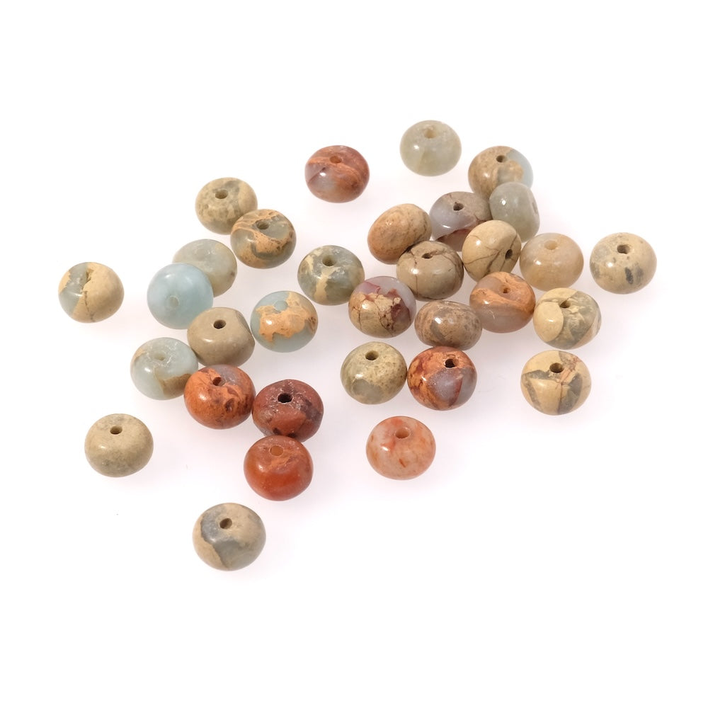 10 perles naturelles donuts 6x4mm en Jaspe