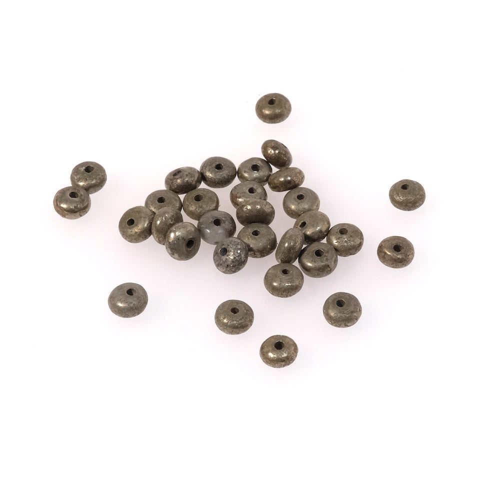 Fil de perles naturelles donuts 4x3mm en Pyrite