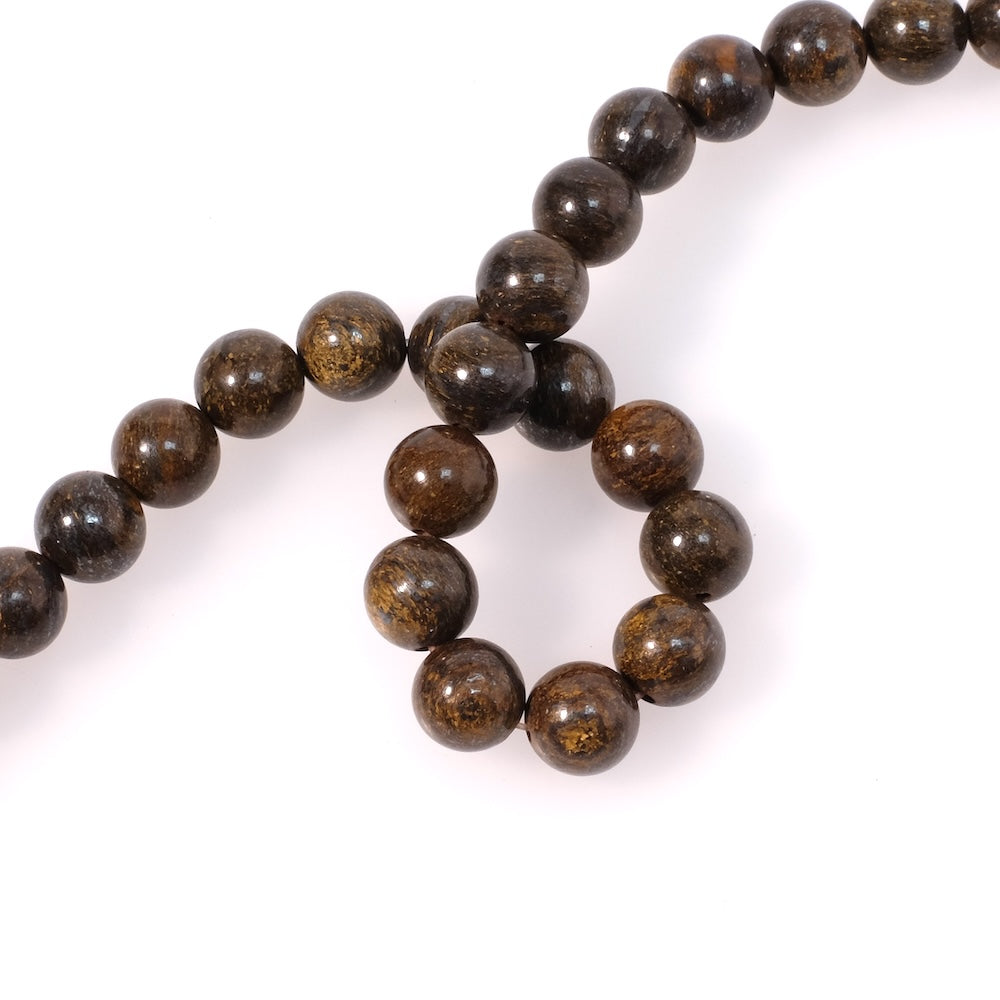 Fil de perles naturelles rondes 8mm en Bronzite