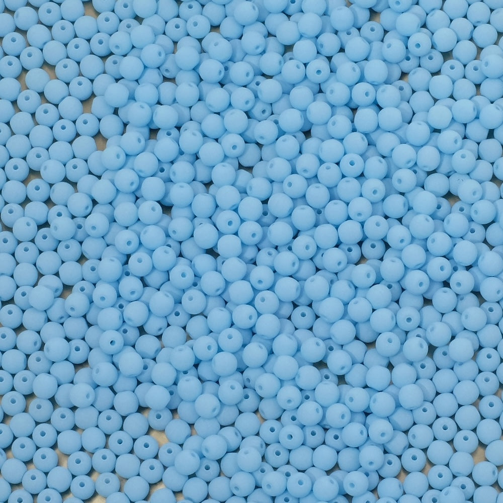 10 perles de Bohème rondes 3mm bleu ciel mat