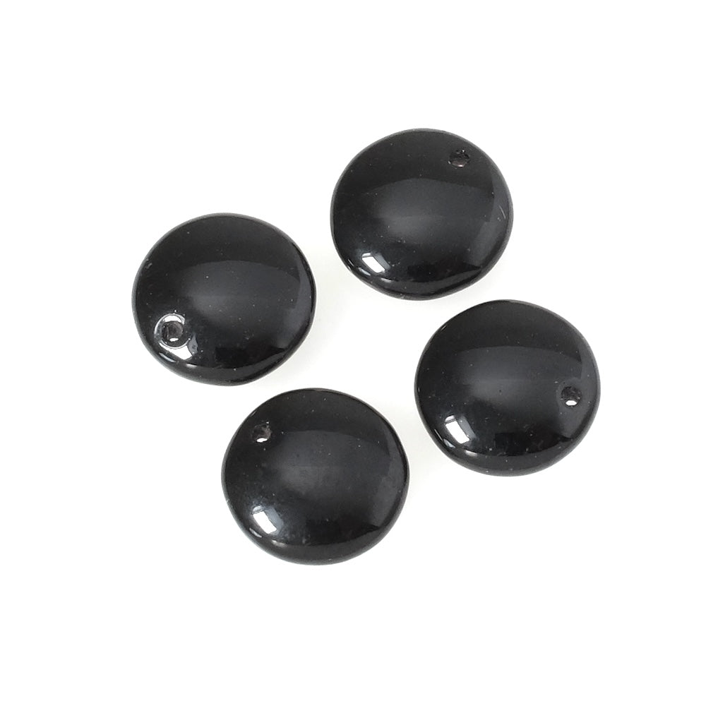 4 Pendentifs de Bohème palets ronds 12mm noir