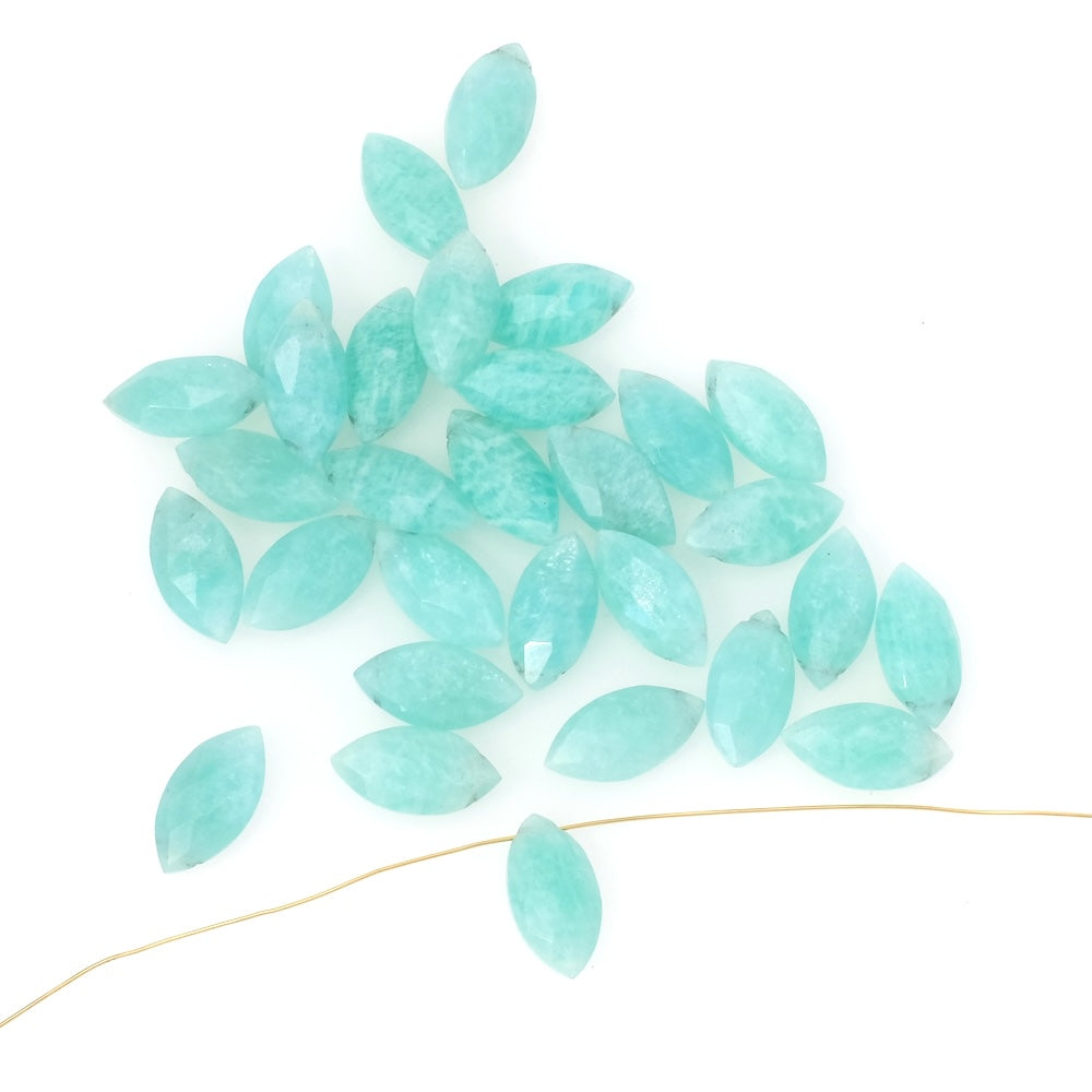 2 perles en pierre naturelle marquise en Amazonite