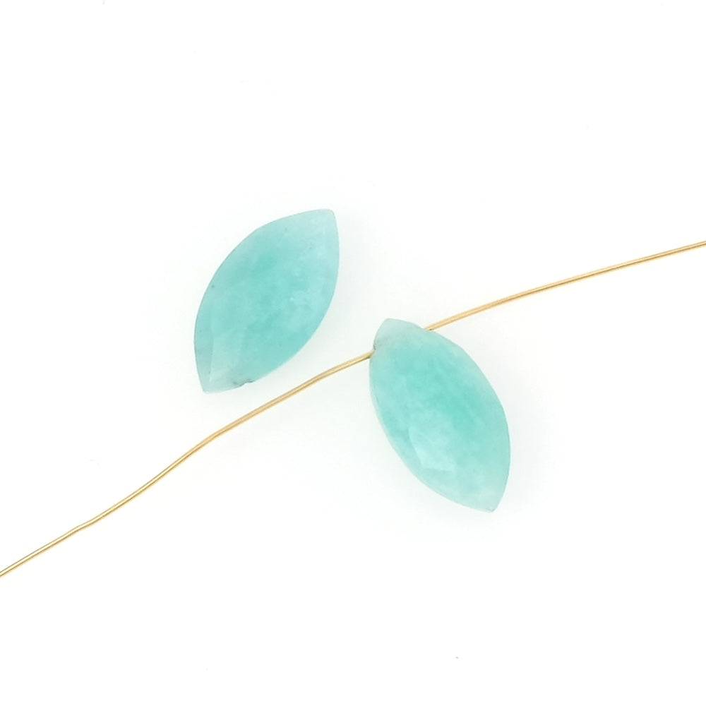 2 perles en pierre naturelle marquise en Amazonite