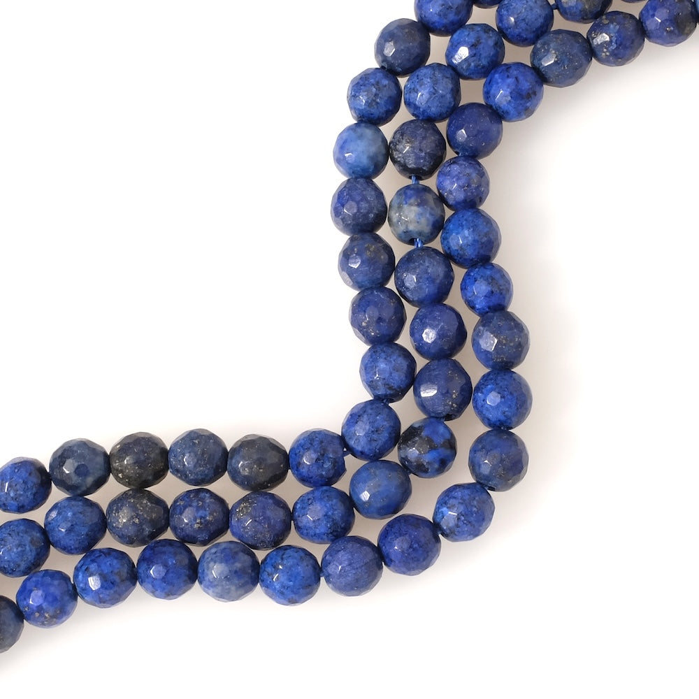 Fil de perles naturelles rondes facettées 6mm en Lapis Lazuli