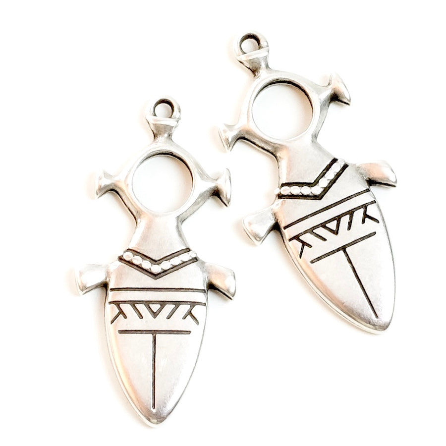 2 Pendentifs Tuareg en Zamak Argenté vieilli