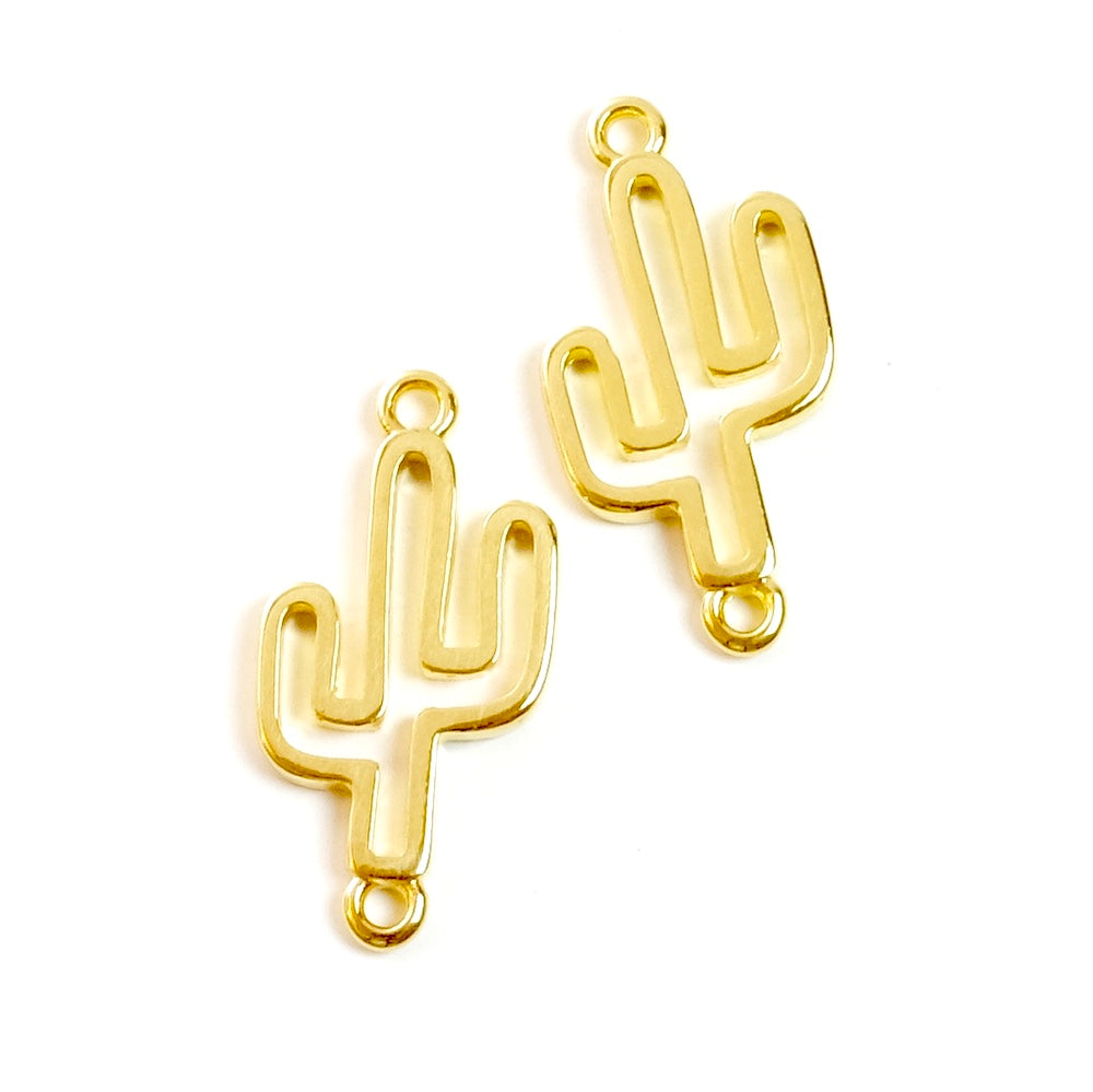 2 Connecteurs Cactus en Zamak doré Or 24K