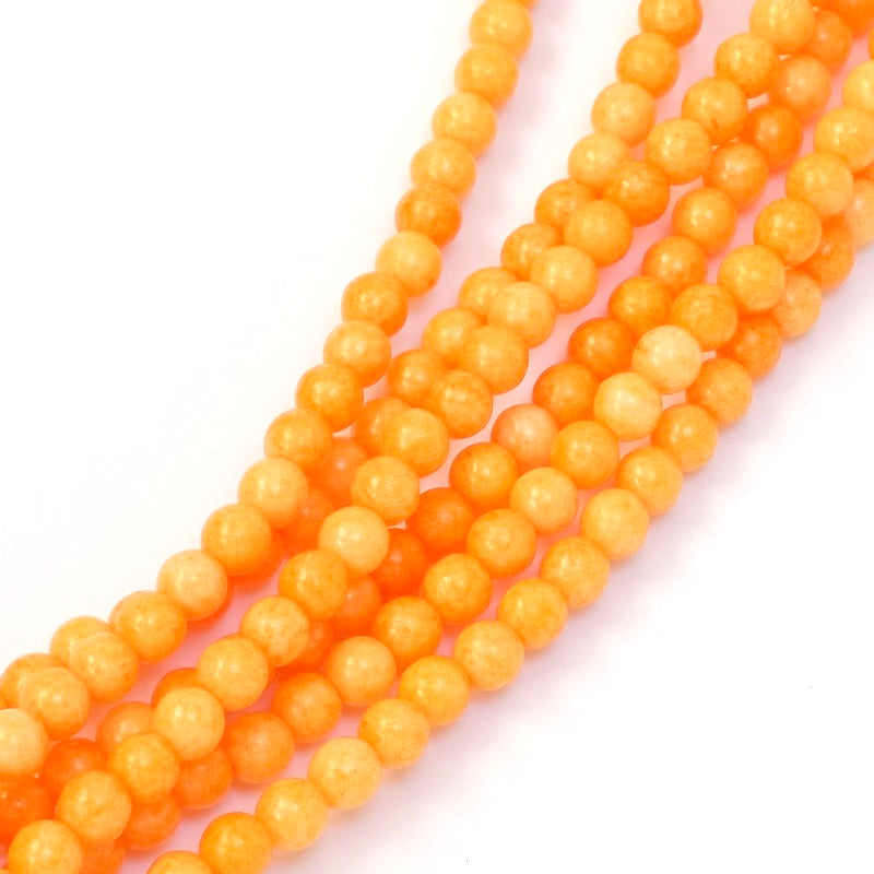 Fil de perles de Bohème rondes 4mm orange clair opaque