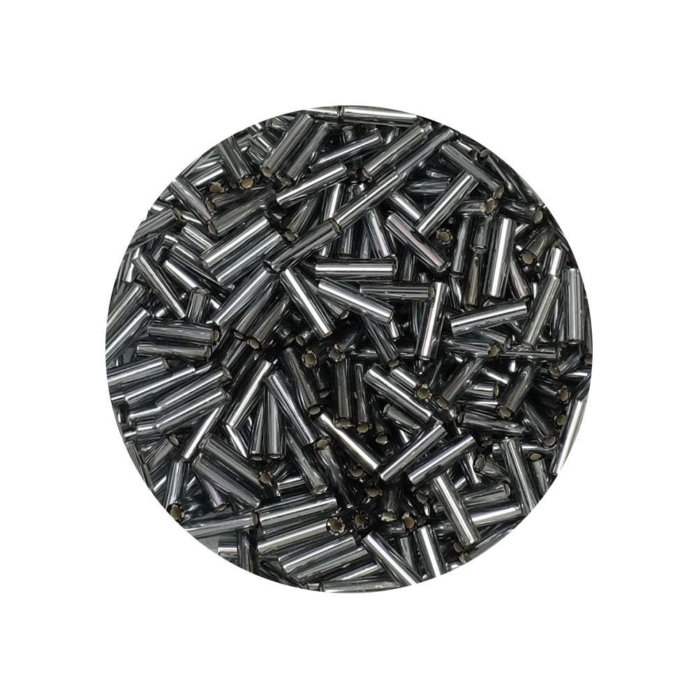 10 grammes de Miyuki Bugles 6x1,7mm N°0021 Grey Silver Lined