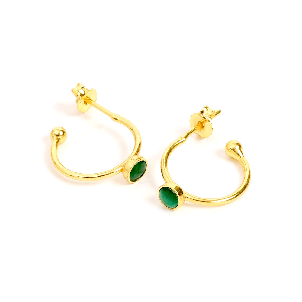 Boucles créoles Minis avec support cabochon 4mm en laiton Doré mat à l'or fin 24K