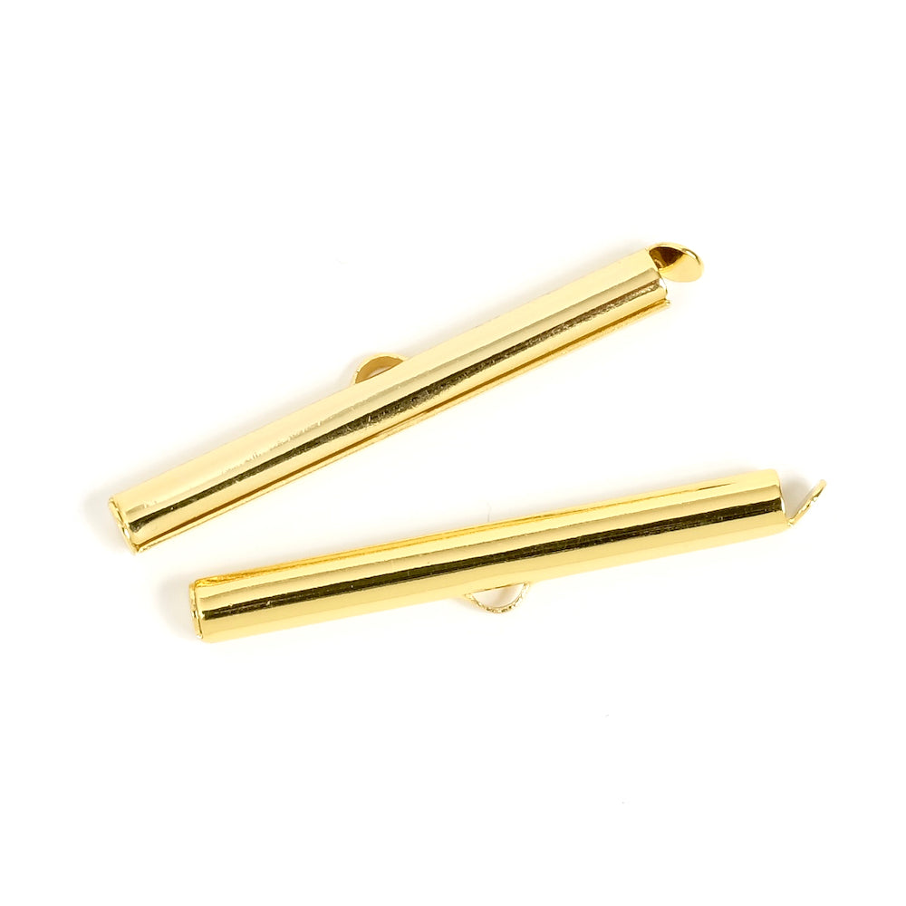 2 embouts tube cintre 40mm en Laiton doré à l'or fin 24K