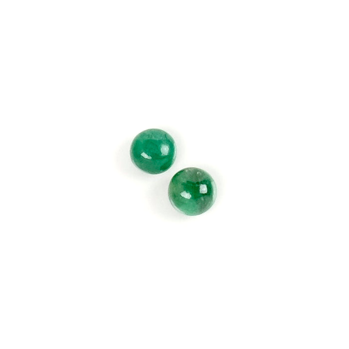 2 Cabochons de pierre naturelle Rond 4mm Emeraude