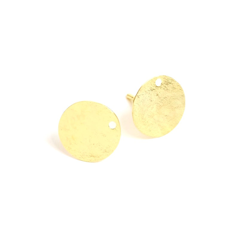 2 boucles d&#39;oreilles clous texture Granite en laiton doré à l&#39;or fin 24K