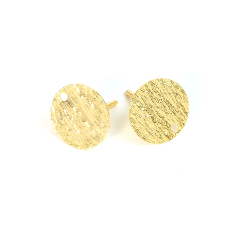 2 boucles d'oreilles clous texture Ardoise en laiton doré à l'or fin 24K