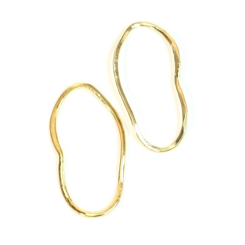 2 Pendentifs ovales 39mm en laiton Doré à l'or fin 24K Premium