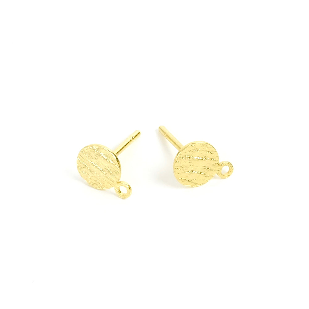 2 boucles d&#39;oreilles clous texturés en laiton doré à l&#39;or fin 24K