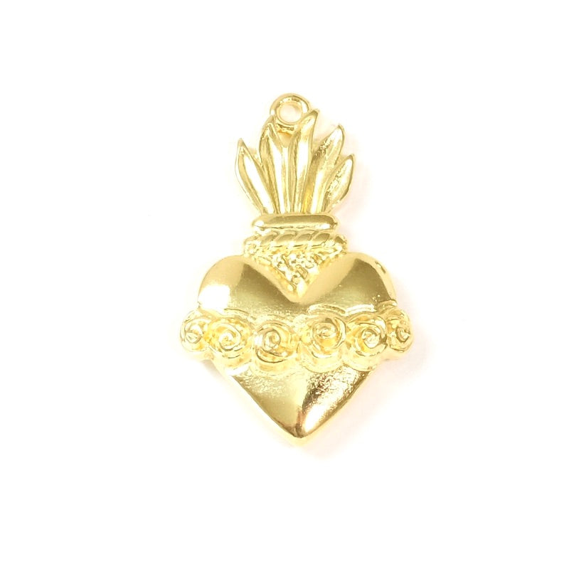 Pendentif Ex-voto coeur en Zamak doré Or 24K