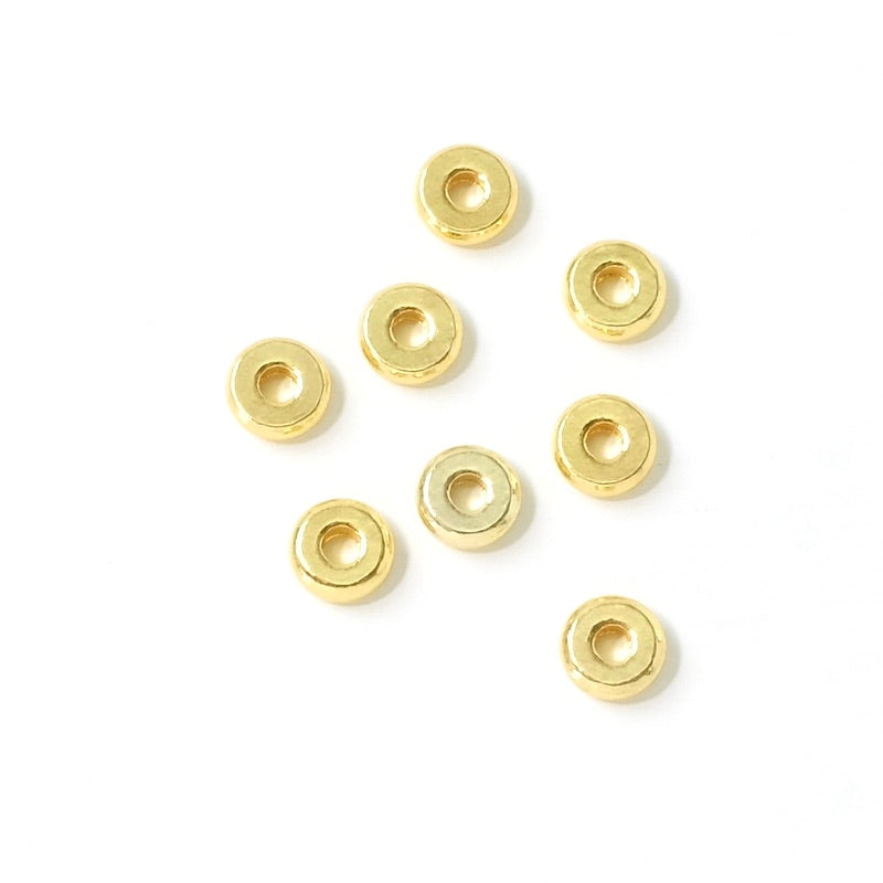 10 runde Perlen 6 mm aus Messing, vergoldet mit 24 Karat Premium-Feingold