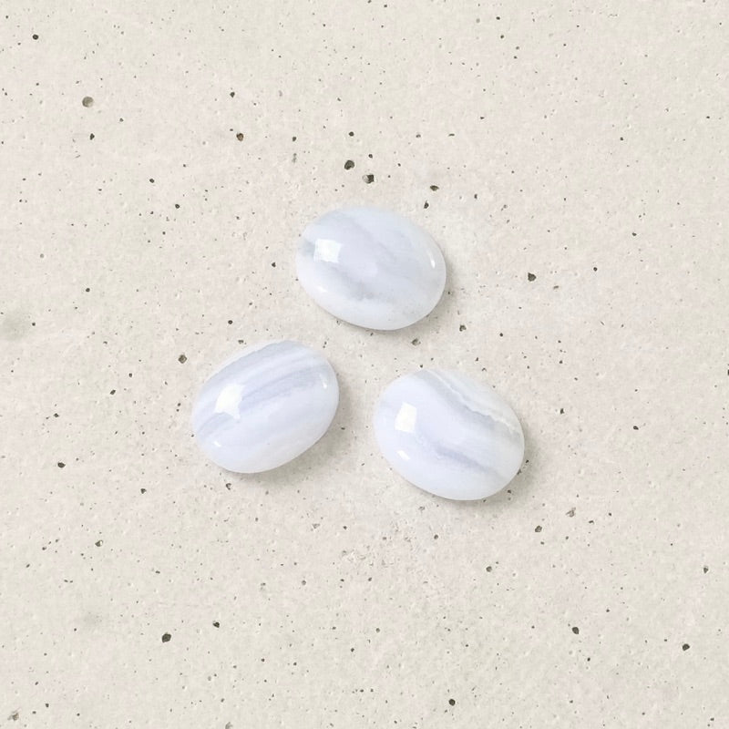 Cabochon pierre naturelle ovale 8x10mm Agate dentelle bleue