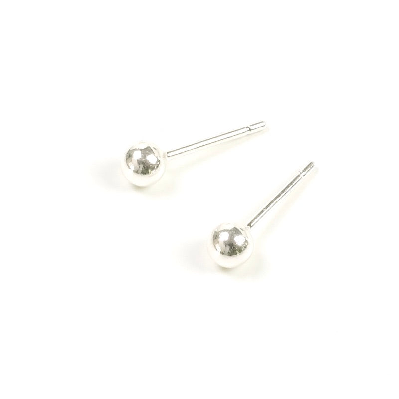 Boucles d'oreilles clous boule 3,8mm en laiton Argenté 925 Premium, la paire