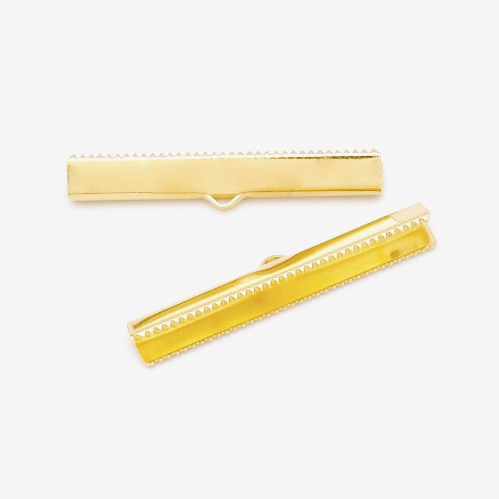 Lot de 2 embouts de ruban 40mm en laiton doré 24K