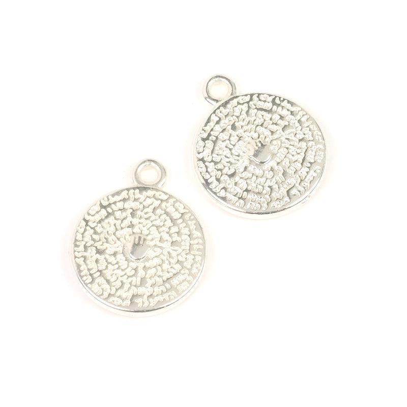 2 pendentifs Talisman en laiton Argenté 925 Premium