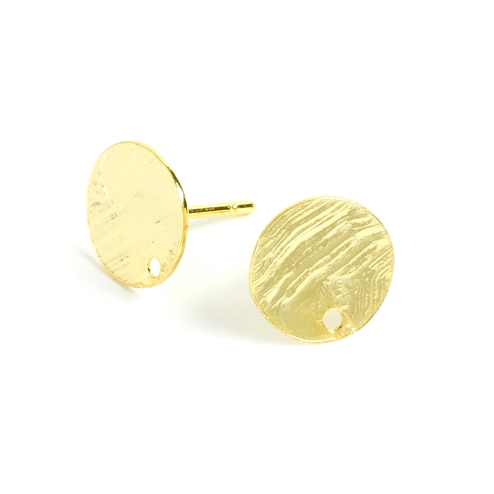 2 boucles d'oreilles clous en laiton doré à l'or fin 24K