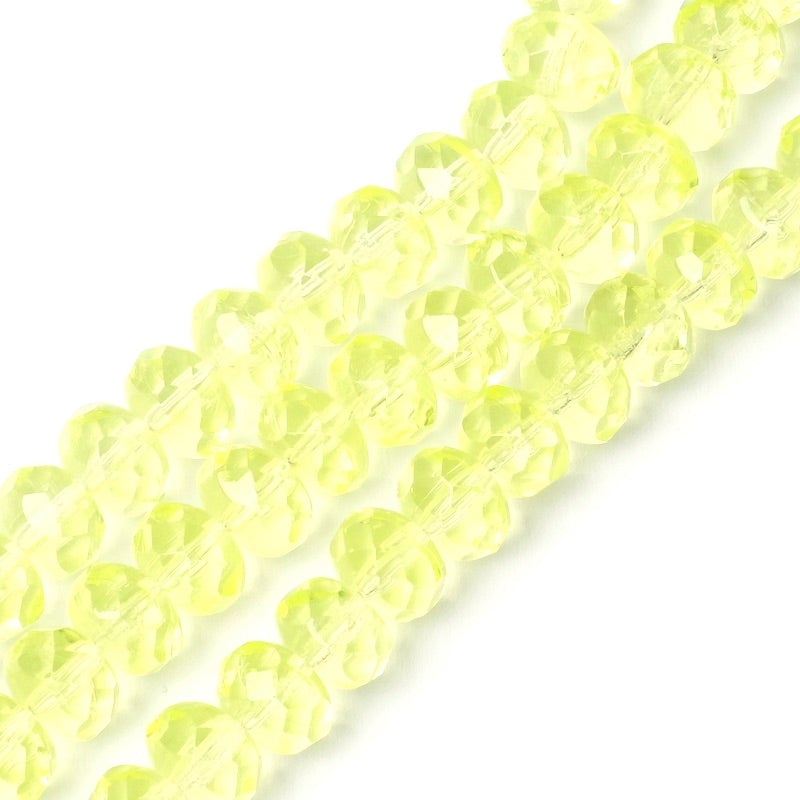 Fil de perles de Bohème facettées Jaune vif transparent 6x8mm