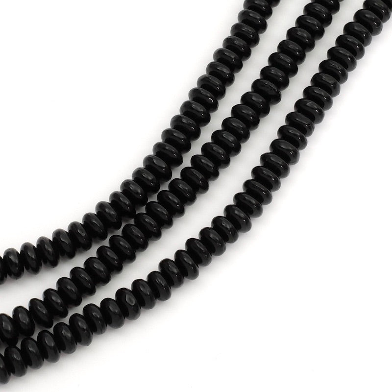 Fil de perles de Bohème Donuts Noir 2x4mm