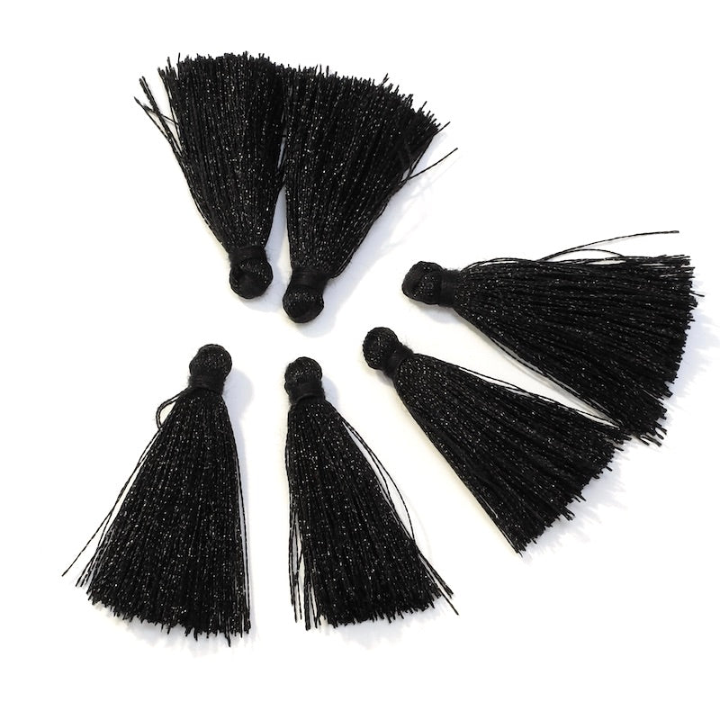 6 Pompons en polyester 30mm noir