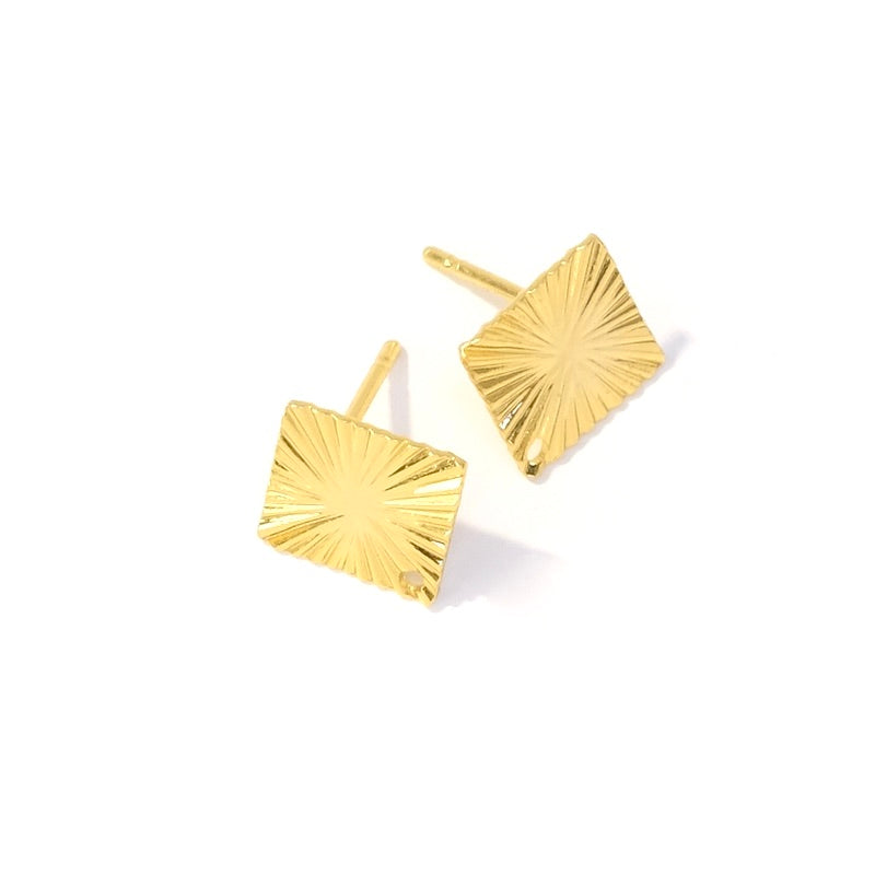 Boucles d&#39;oreilles carrées Ondulés en laiton Doré à l&#39;or fin 24K Premium