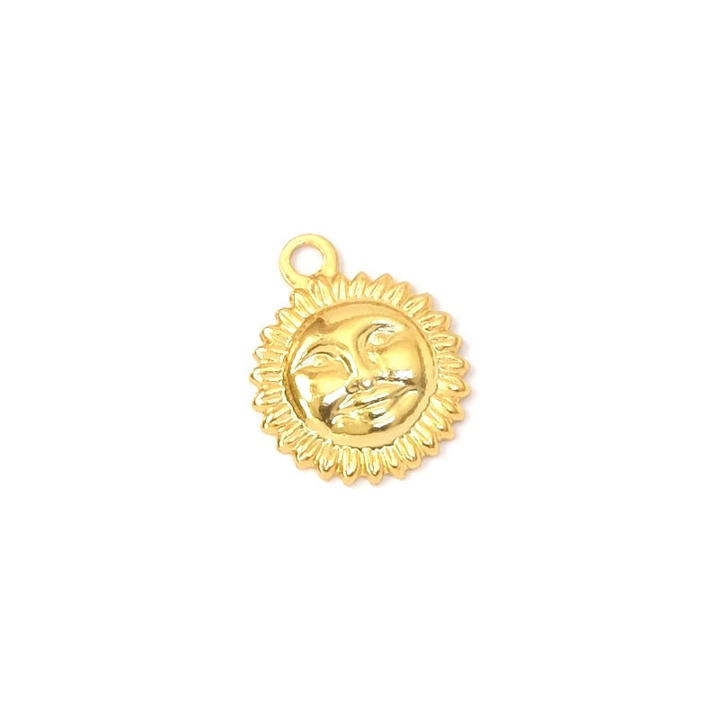 2 pendentifs Soleils en laiton Doré à l'or fin 24K Premium