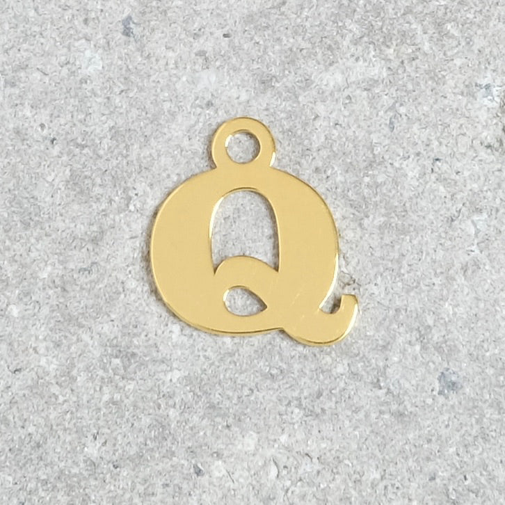 Pendentif lettre Q en argent 925 doré à l&#39;or 24K