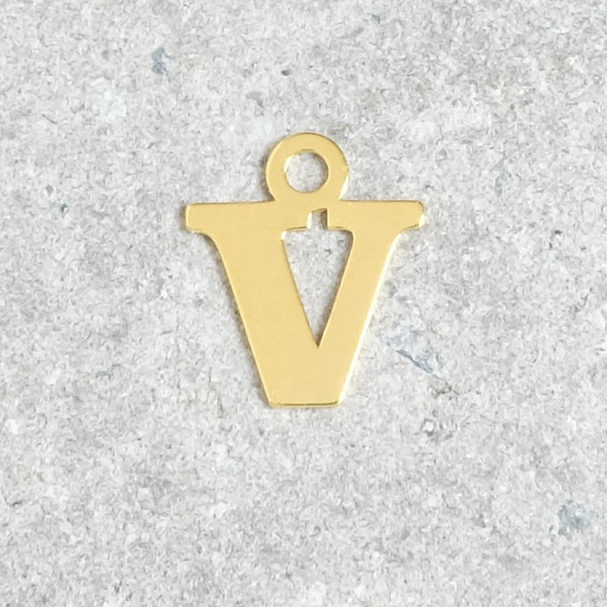 Pendentif lettre V en argent 925 doré à l&#39;or 24K