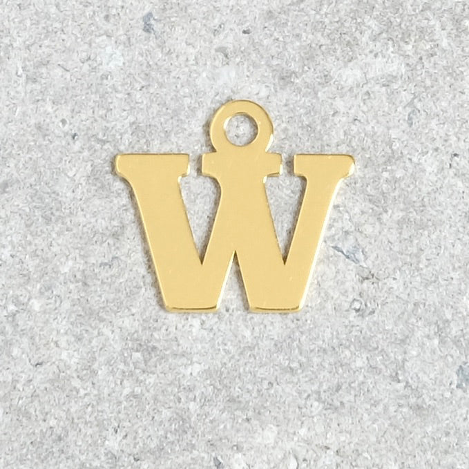 Pendentif lettre W en argent 925 doré à l&#39;or 24K