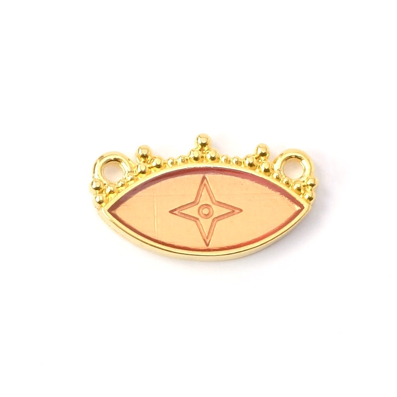 Pendentif connecteur navette bohème émaillé cuivré doré 24K