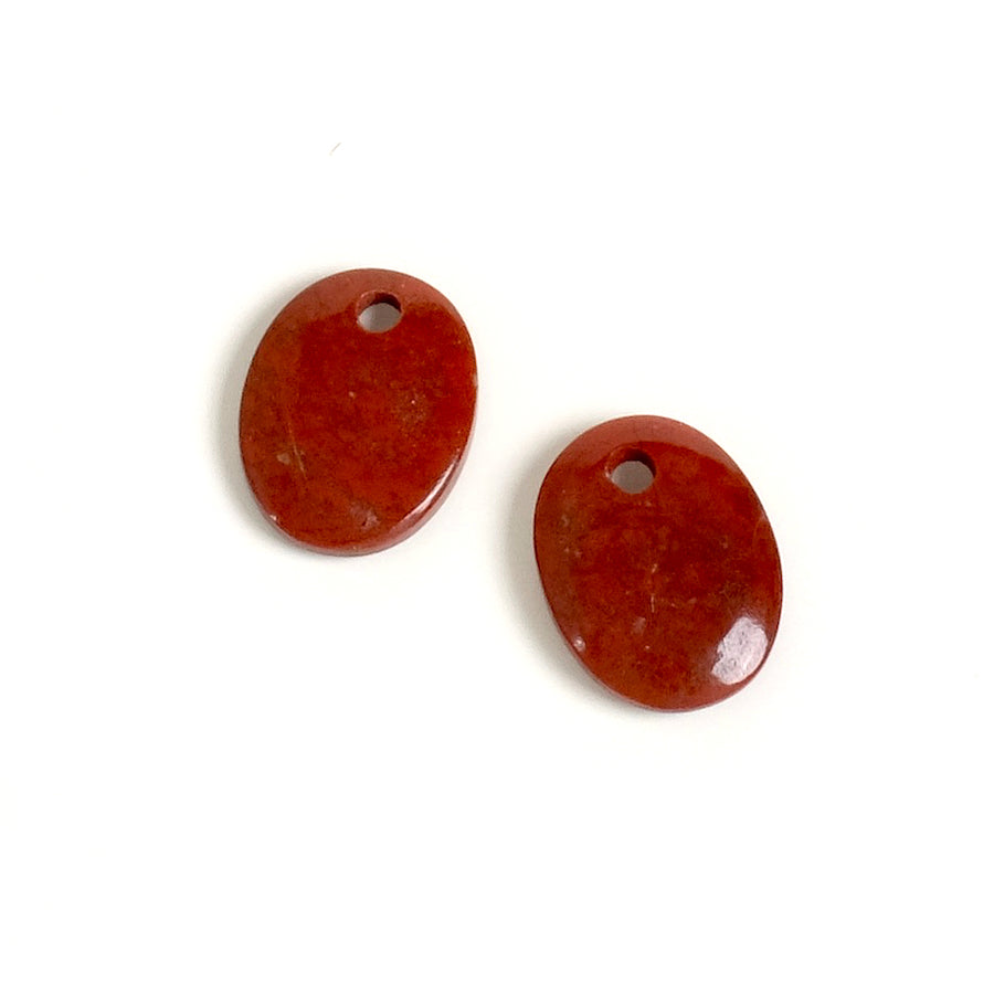 Pendentif Ovale 8x10mm en pierre naturelle Jaspe rouge