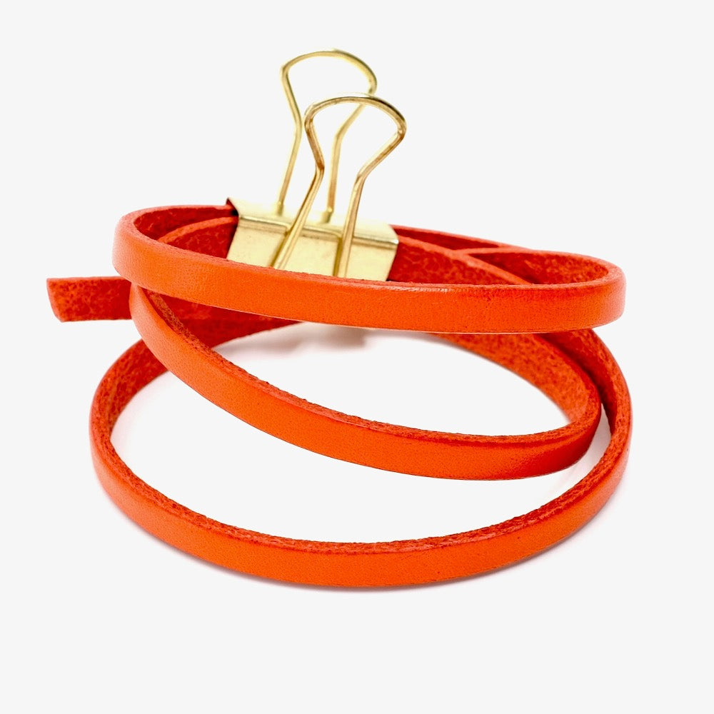 50 cm flaches Lederarmband, 5 mm, Orange, Premium-Qualität