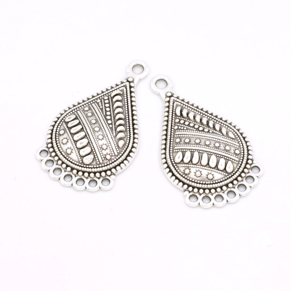 Lot de 2 Pendentifs chandeliers ethniques en Zamak argenté