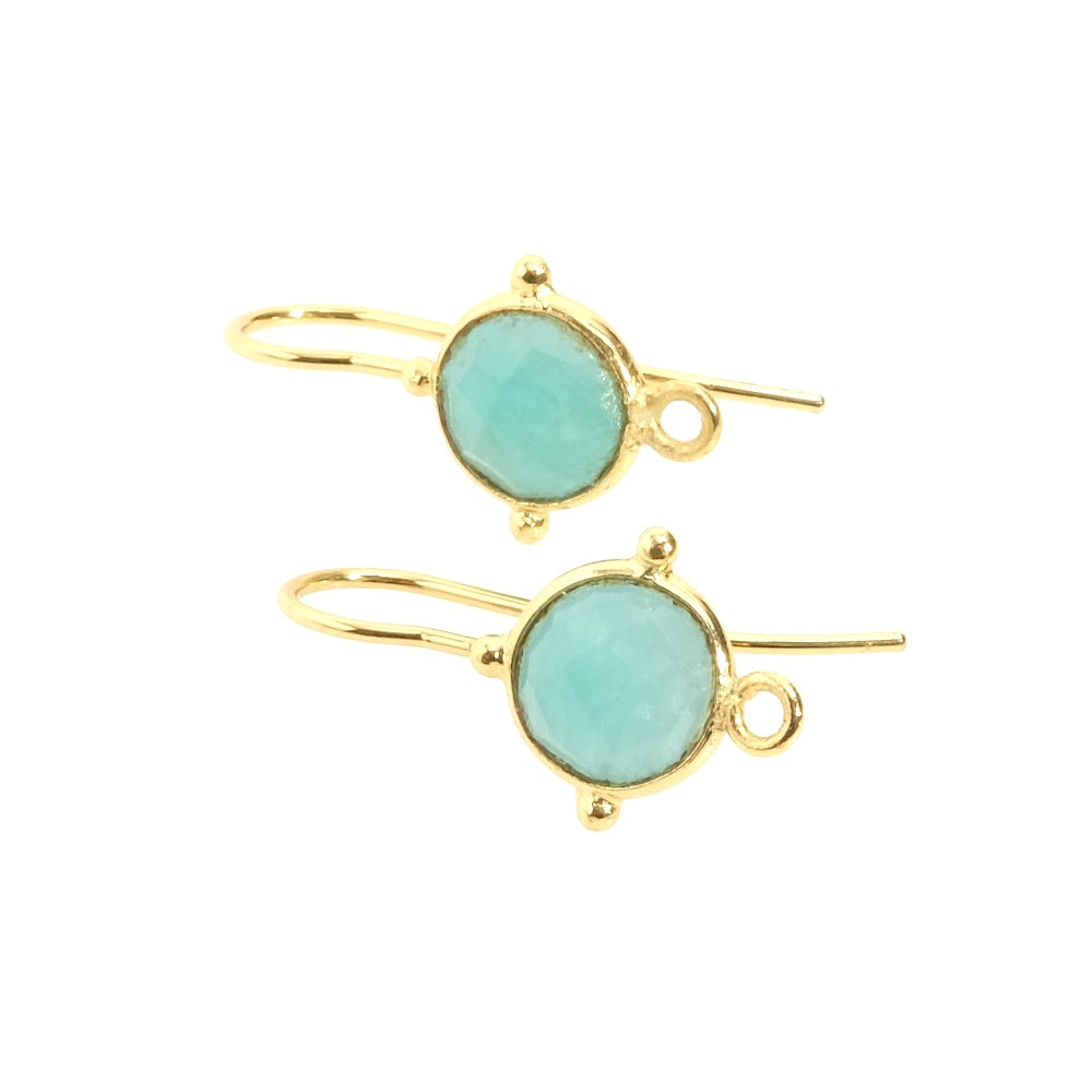 Boucles d&#39;oreilles sertis Amazonite en Laiton doré à l&#39;or fin 24K Premium, la paire