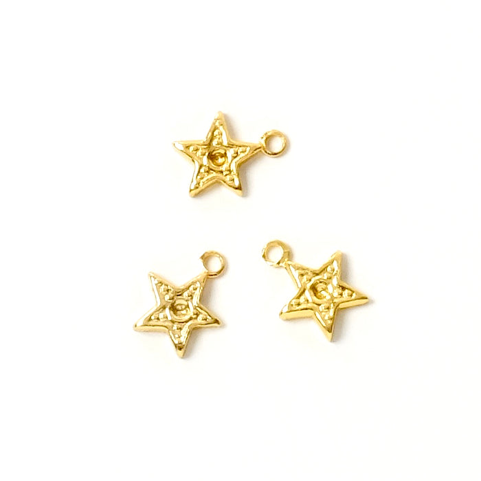 4 Pendentifs étoiles en laiton doré 24K