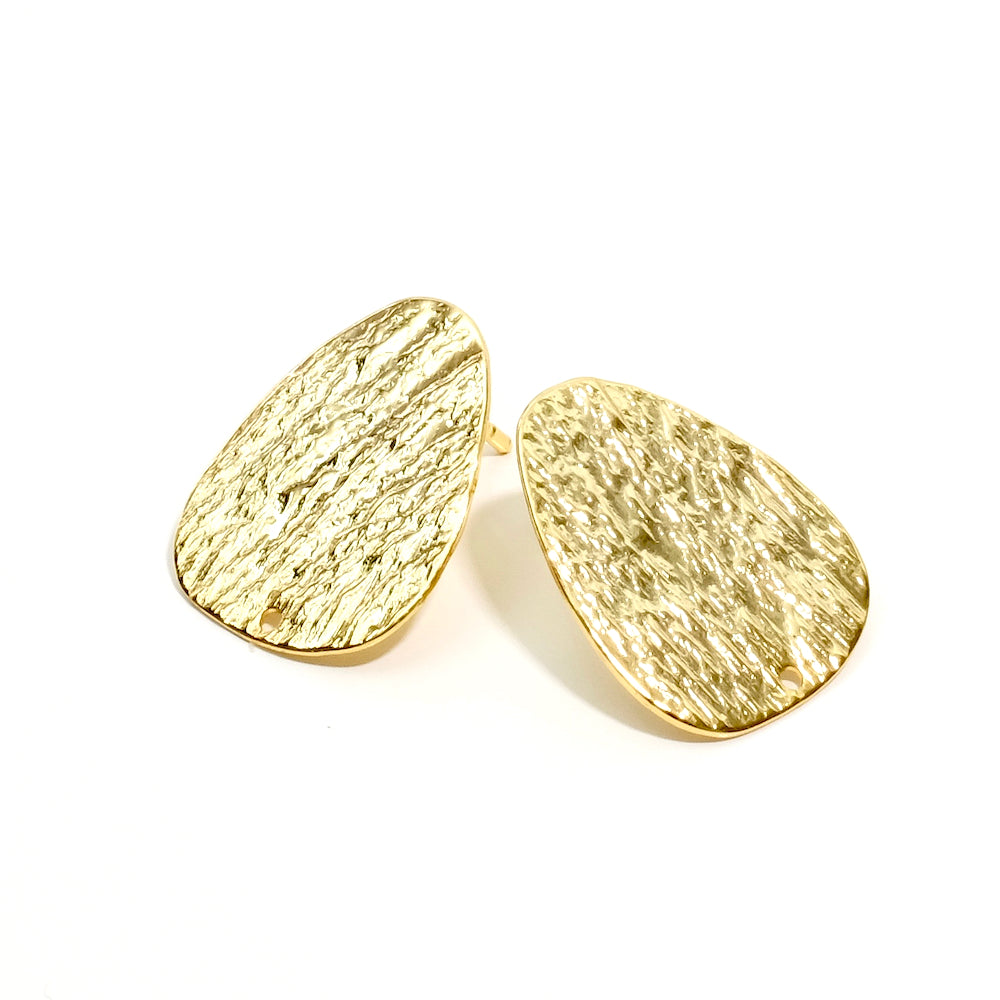 2 boucles d'oreilles clous Texture Ardoise en laiton doré à l'or fin 24K