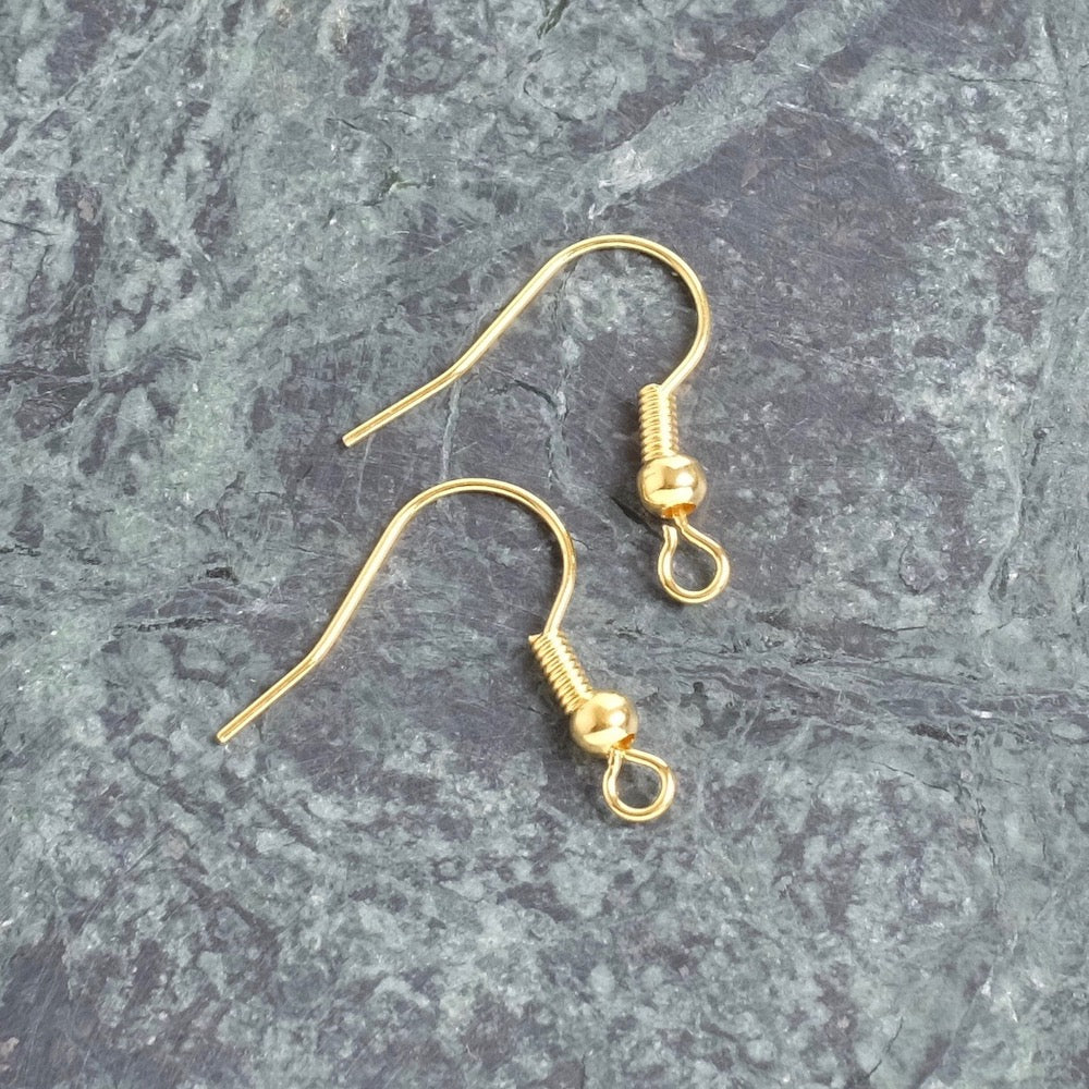 Crochets Boucles d'oreilles en laiton Plaqué or 24K, la paire