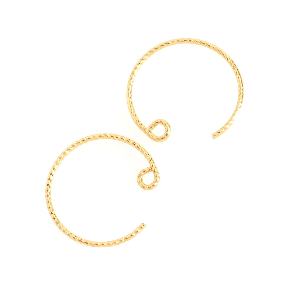 Boucles d'oreilles Crochets ronds en laiton doré à l'or fin 24K Premium, la paire