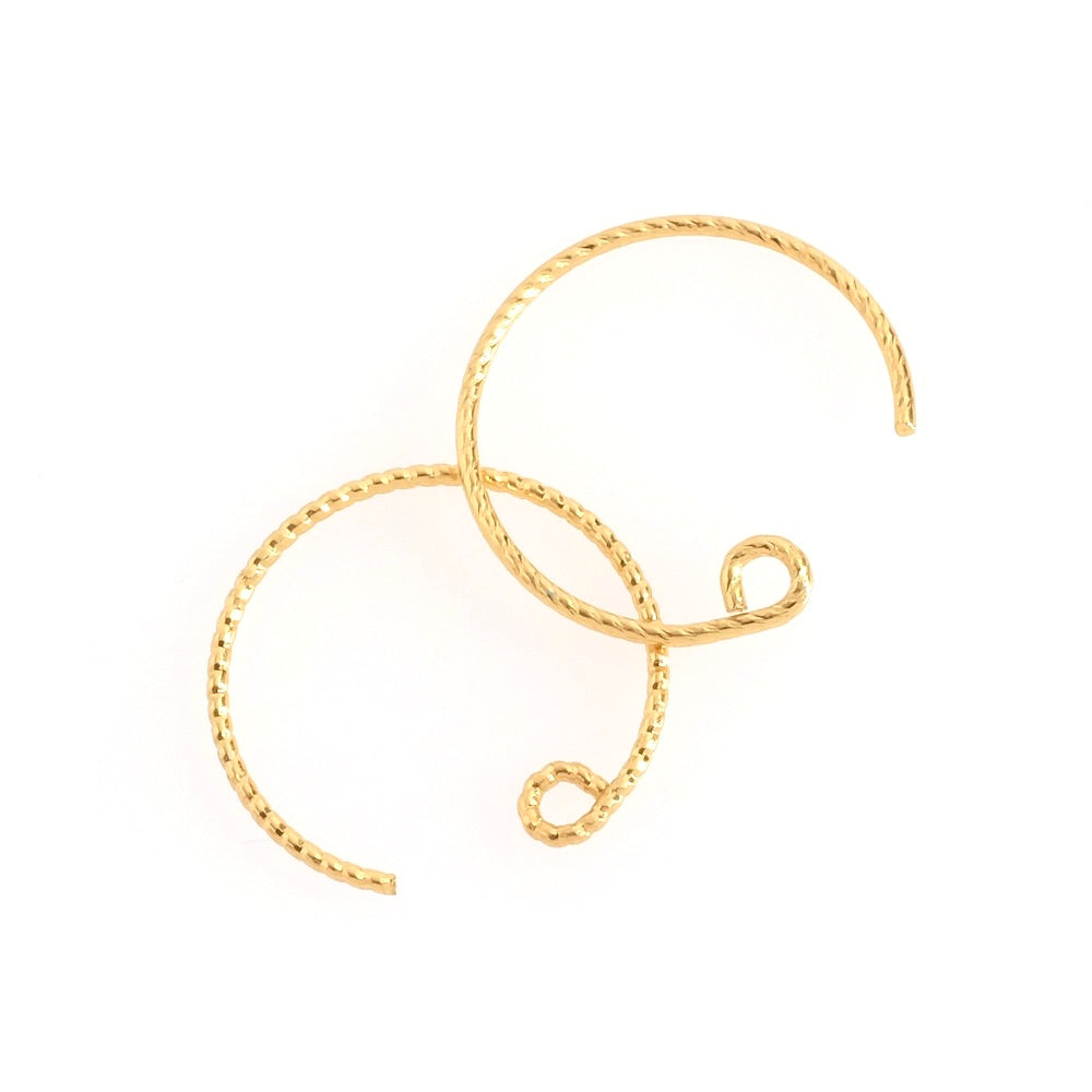 Boucles d&#39;oreilles Crochets ronds en laiton doré à l&#39;or fin 24K Premium, la paire